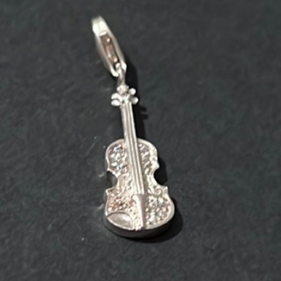 Thomas Sabo Silver Violin Charm Pendant with White Cubic Zirconia - Rare - Picture 3 of 4